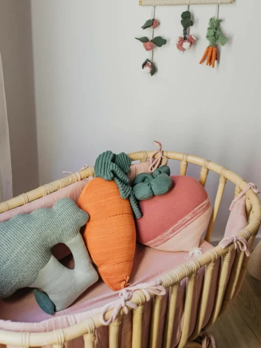 Handgemaakt katoenen knuffelkussen Cathy de Wortel
