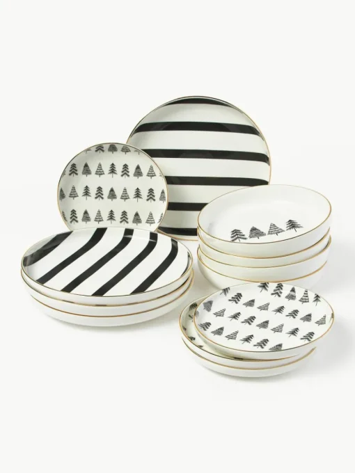 Handgemaakt porseleinen servies Lumi, 4 personen (12-delig)
