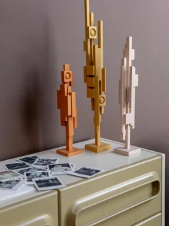 Handgemaakt sierobject Skyline van teakhout