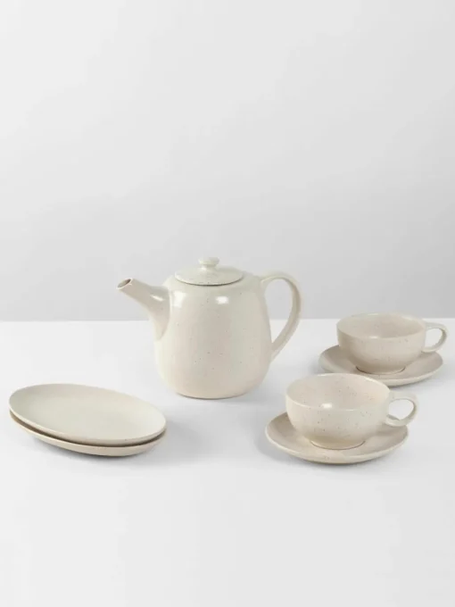Handgemaakt theeservies Nordic Vanilla, 2 personen (7 stuks)