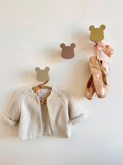 Handgemaakte beukenhouten wandhaken Beer, set van 3