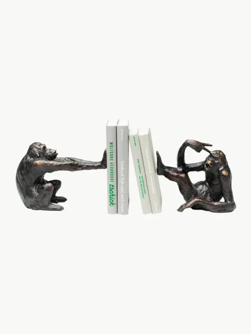 Handgemaakte boekensteun Monkey Kare, 2-delig