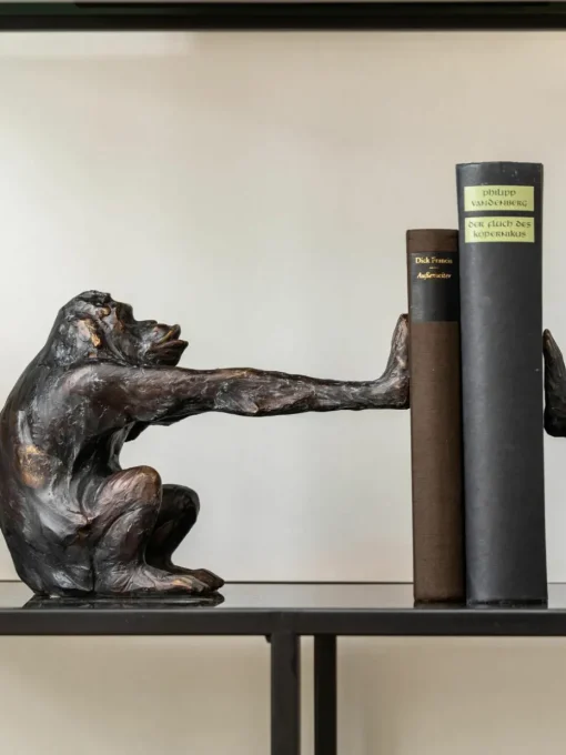 Handgemaakte boekensteun Monkey Kare, 2-delig
