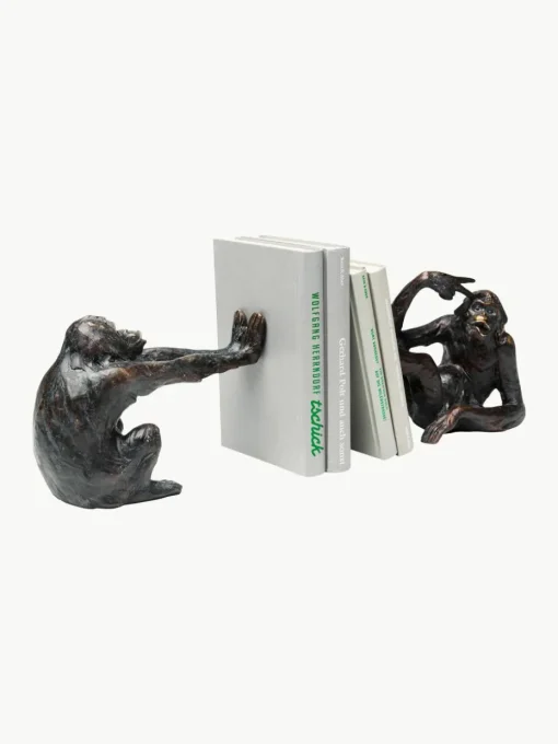 Handgemaakte boekensteun Monkey Kare, 2-delig