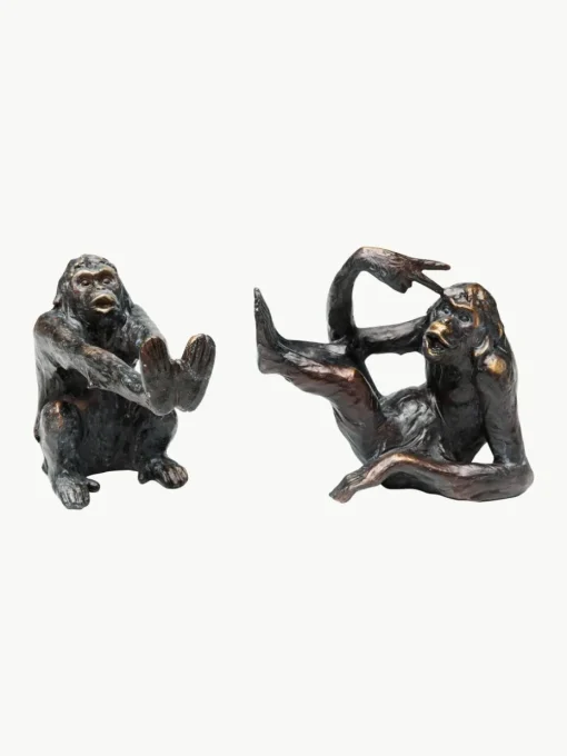 Handgemaakte boekensteun Monkey Kare, 2-delig