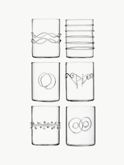 Handgemaakte borrelglaasjes Deco' Clear, set van 6