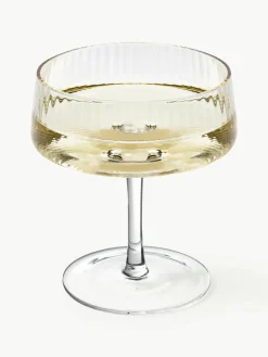Handgemaakte champagneglazen Cami met groefstructuur, 4 stuks