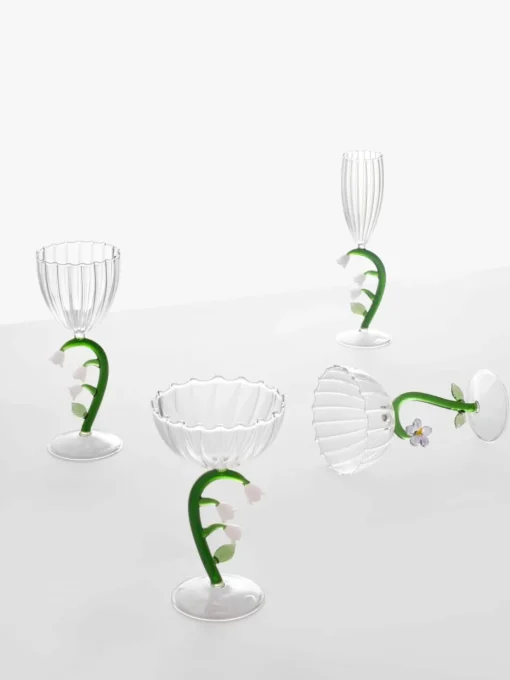 Handgemaakte champagneglas Botanica