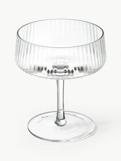 Handgemaakte champagneglazen Cami met groefstructuur, 4 stuks