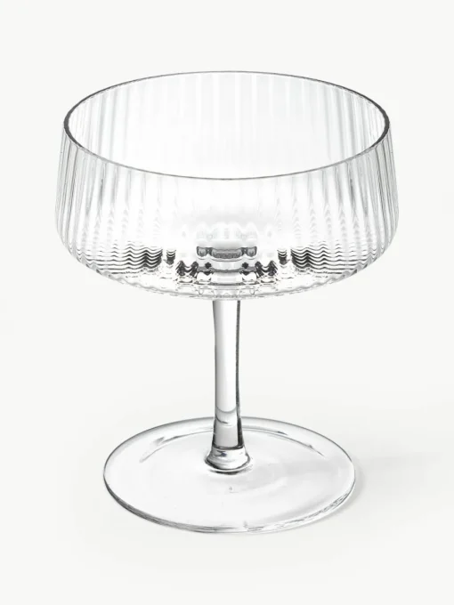 Handgemaakte champagneglazen Cami met groefstructuur, 4 stuks