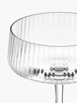 Handgemaakte champagneglazen Cami met groefstructuur, 4 stuks