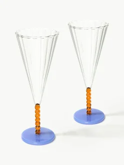 Handgemaakte champagneglazen Perle, 2 stuks