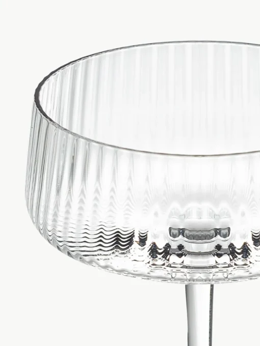 Handgemaakte champagneglazen Cami met groefstructuur, 4 stuks