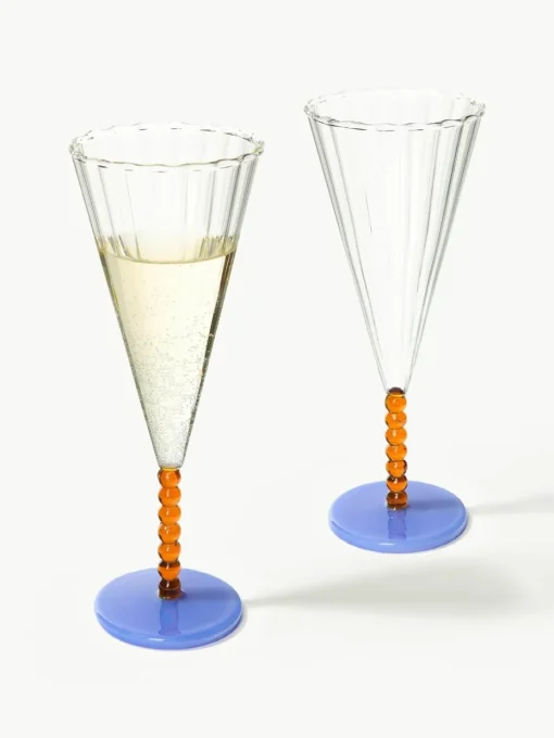 Handgemaakte champagneglazen Perle, 2 stuks