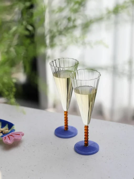 Handgemaakte champagneglazen Perle, 2 stuks