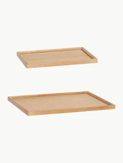 Handgemaakte decoratieve dienbladen Nature, set van 2