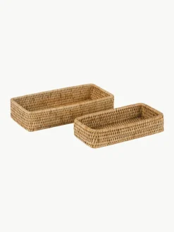 Handgemaakte decoratieve dienbladen Güle van rotan, 2-delig