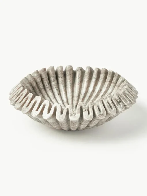 Handgemaakte decoratieve schaal Santorini van marmer, Ø 31 cm