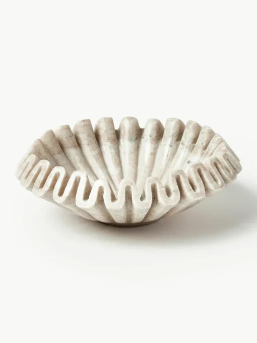 Handgemaakte decoratieve schaal Santorini van marmer, Ø 18 cm