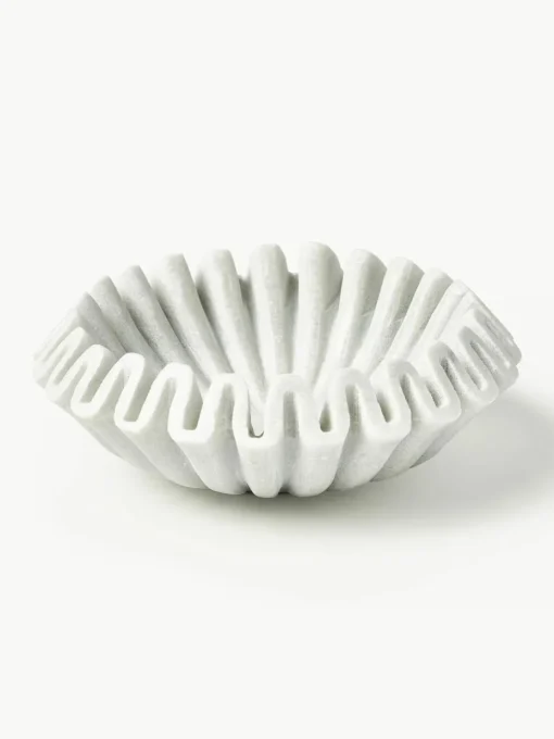Handgemaakte decoratieve schaal Santorini van marmer, Ø 18 cm