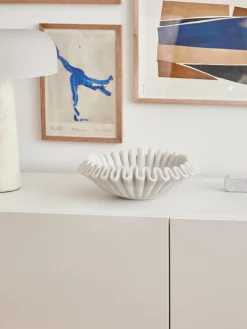 Handgemaakte decoratieve schaal Santorini van marmer, Ø 31 cm