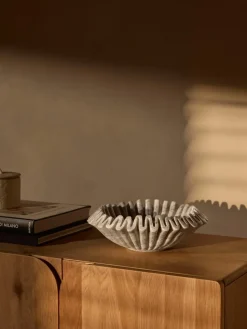 Handgemaakte decoratieve schaal Santorini van marmer, Ø 31 cm
