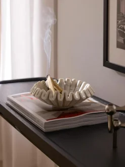 Handgemaakte decoratieve schaal Santorini van marmer, Ø 18 cm