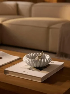 Handgemaakte decoratieve schaal Santorini van marmer, Ø 18 cm