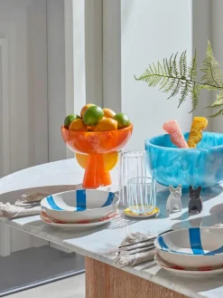 Handgemaakte decoratieve schaal Mustique in marmerlook