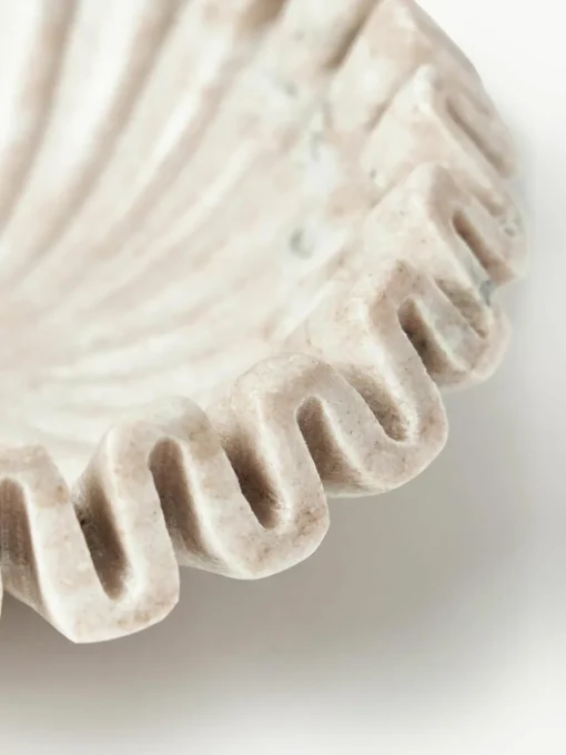 Handgemaakte decoratieve schaal Santorini van marmer, Ø 18 cm