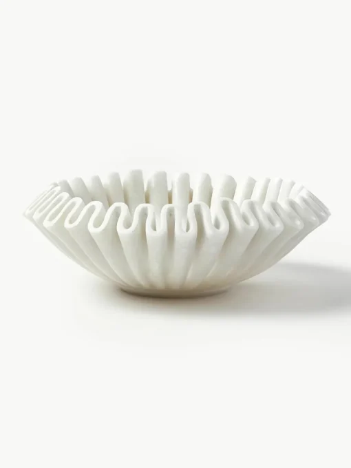 Handgemaakte decoratieve schaal Santorini van marmer, Ø 31 cm