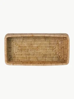 Handgemaakte decoratieve dienbladen Güle van rotan, 2-delig