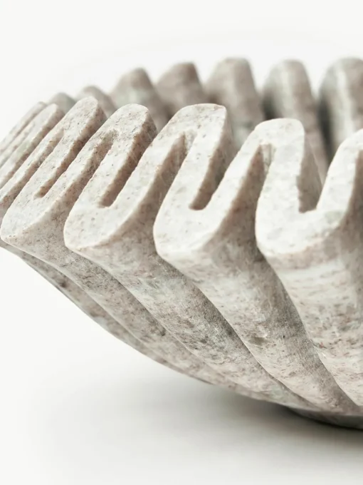 Handgemaakte decoratieve schaal Santorini van marmer, Ø 31 cm