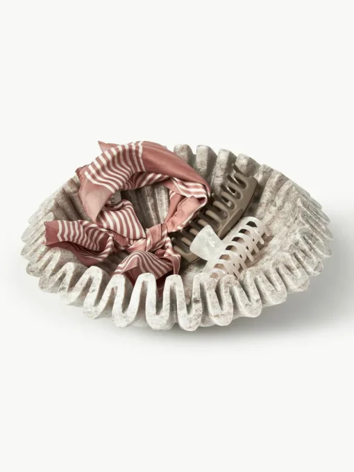 Handgemaakte decoratieve schaal Santorini van marmer, Ø 31 cm