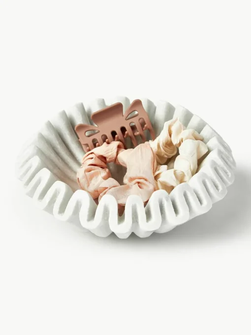 Handgemaakte decoratieve schaal Santorini van marmer, Ø 18 cm