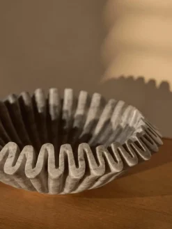 Handgemaakte decoratieve schaal Santorini van marmer, Ø 31 cm