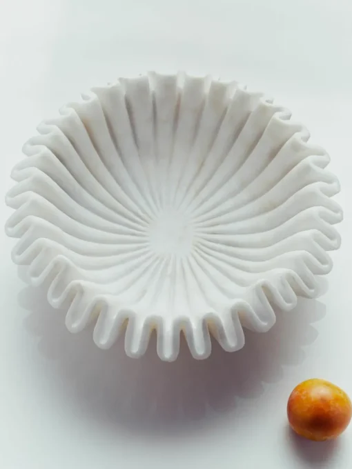 Handgemaakte decoratieve schaal Santorini van marmer, Ø 31 cm