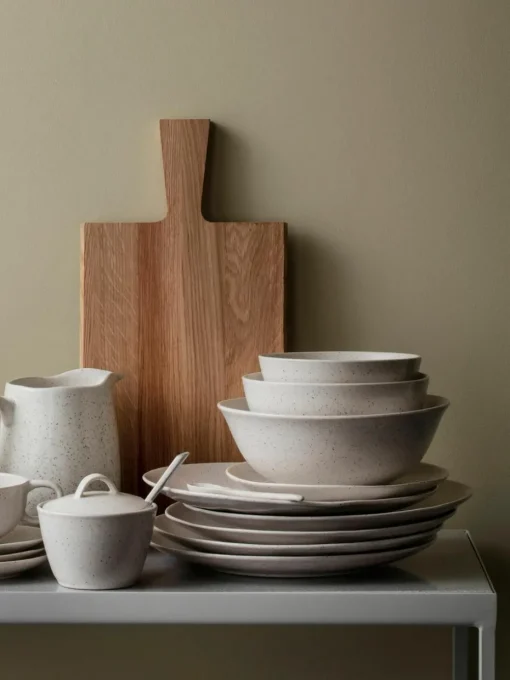 Handgemaakte dinerbord Nordic Vanilla, 4 stuks