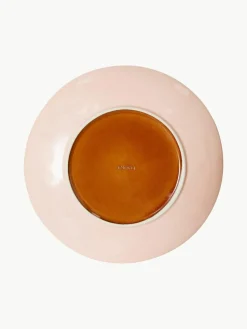 Handgemaakte dinerborden 70's van keramiek, 2 stuks