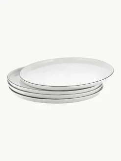 Handgemaakte dinerborden Salt van porselein, 4 stuks