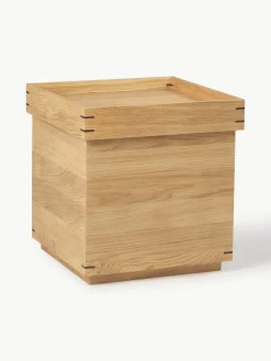 Handgemaakte eikenhouten bijzettafel Japanese met opbergruimte