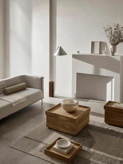 Handgemaakte eikenhouten salontafel Japanese met opbergruimte