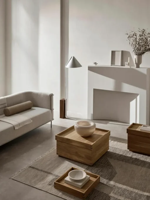 Handgemaakte eikenhouten salontafel Japanese met opbergruimte