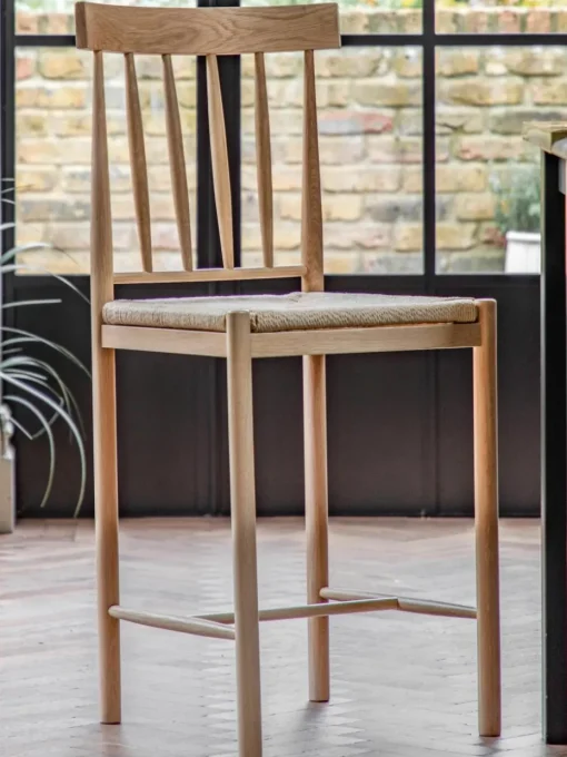 Handgemaakte eikenhouten barstoelen Eton, 2 stuks