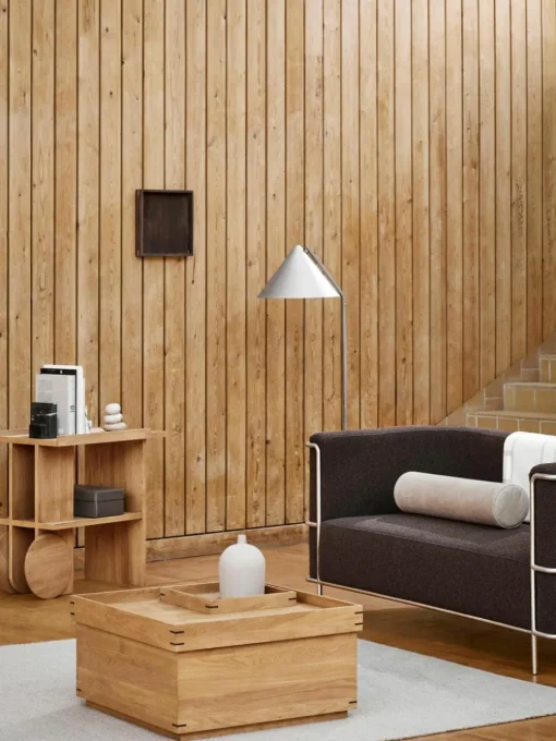 Handgemaakte eikenhouten salontafel Japanese met opbergruimte