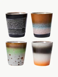 Handgemaakte espresso kopjes 70's van keramiek, 4-delig
