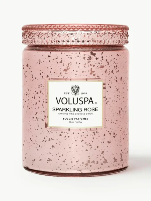 Handgemaakte geurkaars Bougie Parfumee (mousserende wijn & rozenblaadjes)