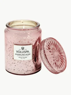 Handgemaakte geurkaars Bougie Parfumee (mousserende wijn & rozenblaadjes)