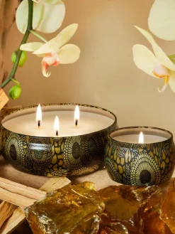Handgemaakte geurkaars Japonica Collection (amberhars, sandelhout, cederhout & vanille orchidee)