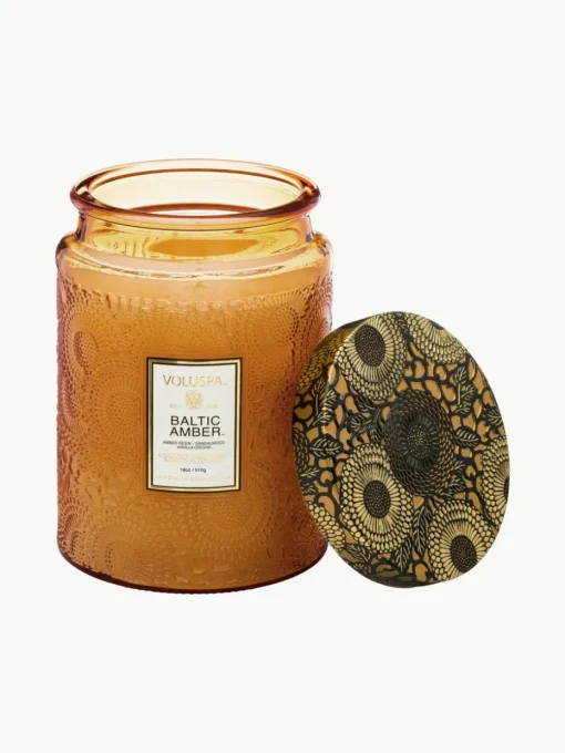 Handgemaakte geurkaars Japonica Collection (amberhars, sandelhout, cederhout & vanille orchidee)